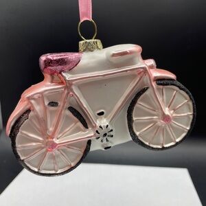 Pink Bicycle Glass Holiday Ornament